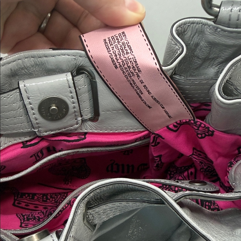 Juicy Couture Light Gray Patent Leather Shoulder Bag - Picture 9 of 15